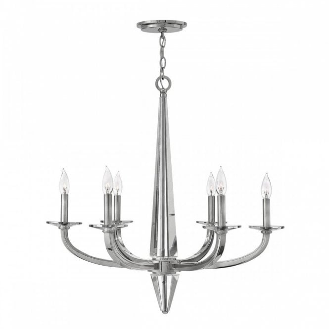 ASCHER 6 Light Chandelier | Polished Nickel Finish