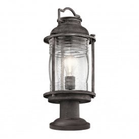 ASHLAND BAY IP44 traditional garden gate post lantern in weathered zinc
