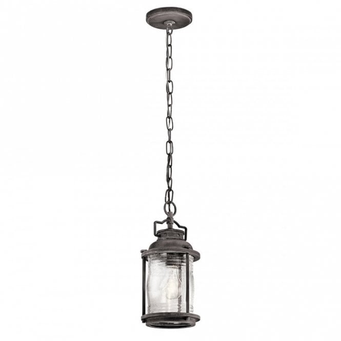 ASHLAND BAY IP44 traditional outdoor hanging porch lantern in weathered zinc - small