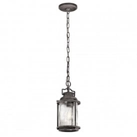 ASHLAND BAY IP44 traditional outdoor hanging porch lantern in weathered zinc - small