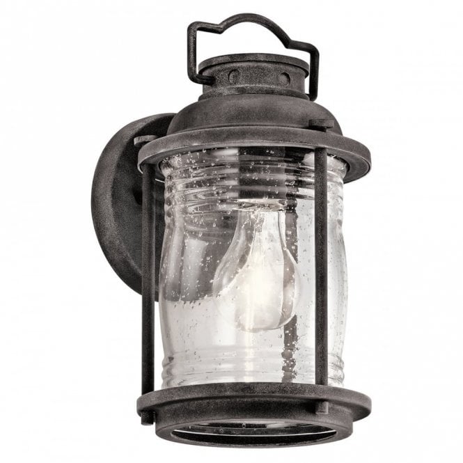 ASHLAND BAY IP44 traditional outdoor wall lantern in weathered zinc - small