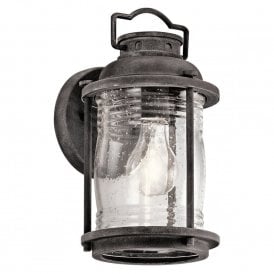ASHLAND BAY IP44 traditional outdoor wall lantern in weathered zinc - small