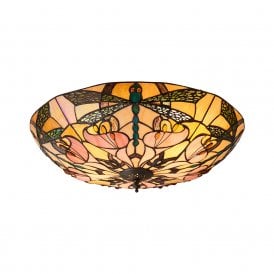 ASHTON Tiffany flush fitting ceiling light for low ceilings