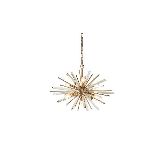 ASPIRE Antique Brass Plated 6 Light Pendant With Glass Shards