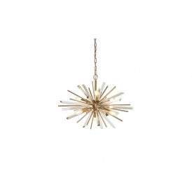 ASPIRE Antique Brass Plated 6 Light Pendant With Glass Shards