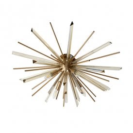 ASPIRE Antique Brass Plated Flush 4 Light With Glass Shards