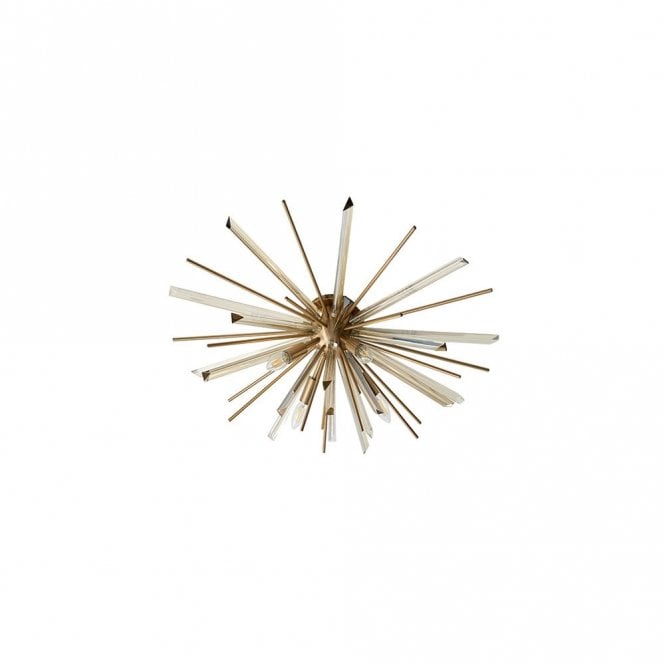 ASPIRE Antique Brass Plated Flush 4 Light With Glass Shards