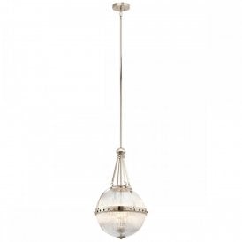 ASTER traditional glass orb ceiling pendant on polished nickel fitting