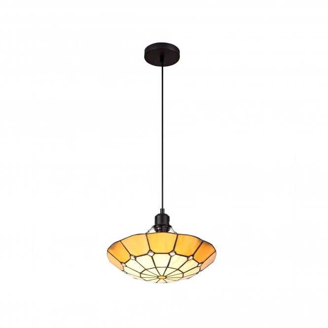 ASTON Tiffany Ceiling Pendant E27 35cm Cream, Beige, Clear Crystal