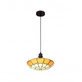 ASTON Tiffany Ceiling Pendant E27 35cm Cream, Beige, Clear Crystal