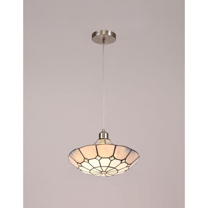 ASTON Tiffany Ceiling Pendant E27 35cm Cream, Grey, Crystal