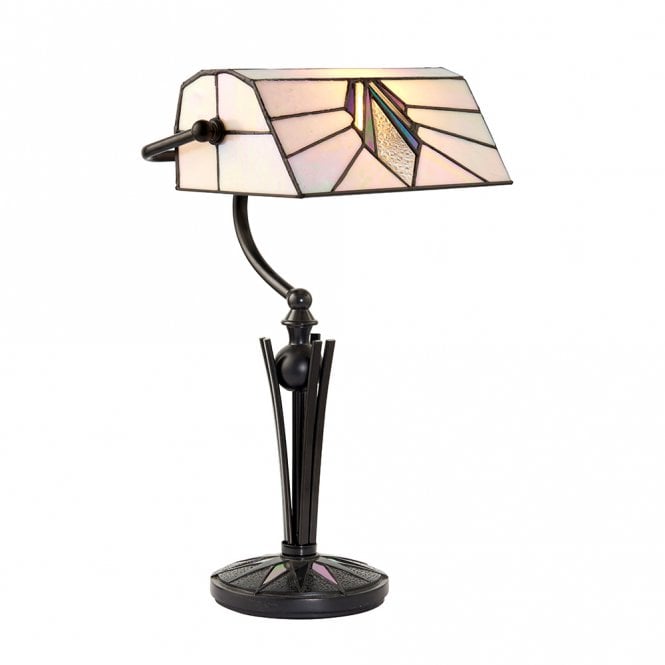 ASTORIA Art Deco bankers desk lamp with Tiffany glass shade