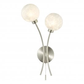 2 Light Wall Light Satin Nickel Frosted Glass