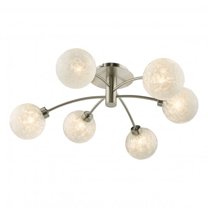 Avari Semi Flush with Frosted Glass Finished in Satin Nickel 