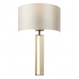 BAILEY Matt Brass Slotted Wall Light With Mink Shade