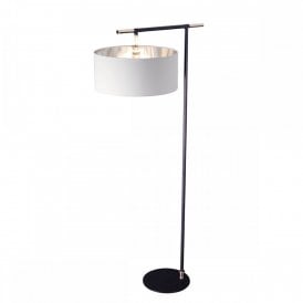 BALANCE Floor Lamp - Black with Polished Nickel Accents - White Shade