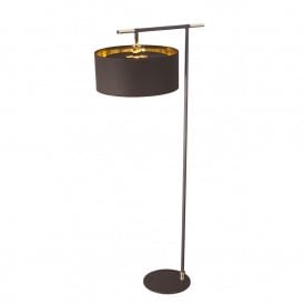 BALANCE modern dark brown floor lamp with brass detailing