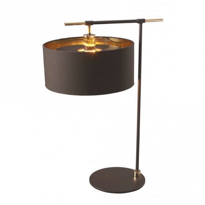 BALANCE modern dark brown table lamp with brass detailing