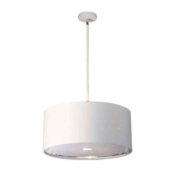 BALANCE modern white ceiling pendant light with nickel detailing