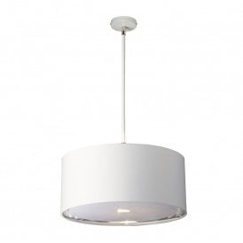 BALANCE modern white ceiling pendant light with nickel detailing