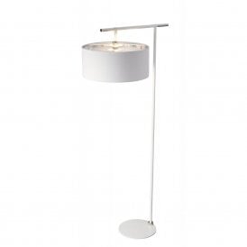 BALANCE modern white floor lamp with nickel detailing