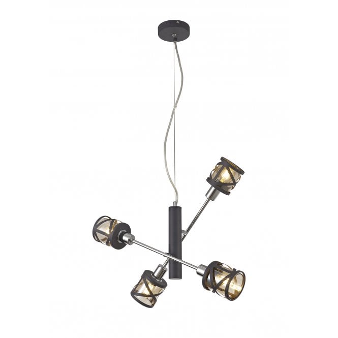 BANDEAU 4 light linear ceiling light in matt grey with adjustable arms