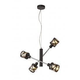 BANDEAU 4 light linear ceiling light in oiled bronze with adjustable arms