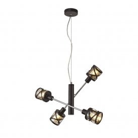 BANDEAU 4 light linear ceiling light in oiled bronze with adjustable arms
