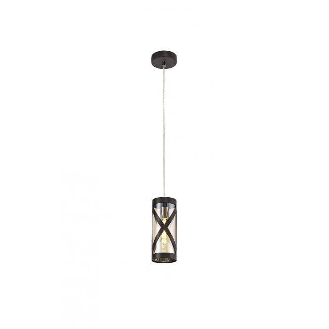 BANDEAU slimline ceiling pendant in oiled bronze with amber tinted glass shade