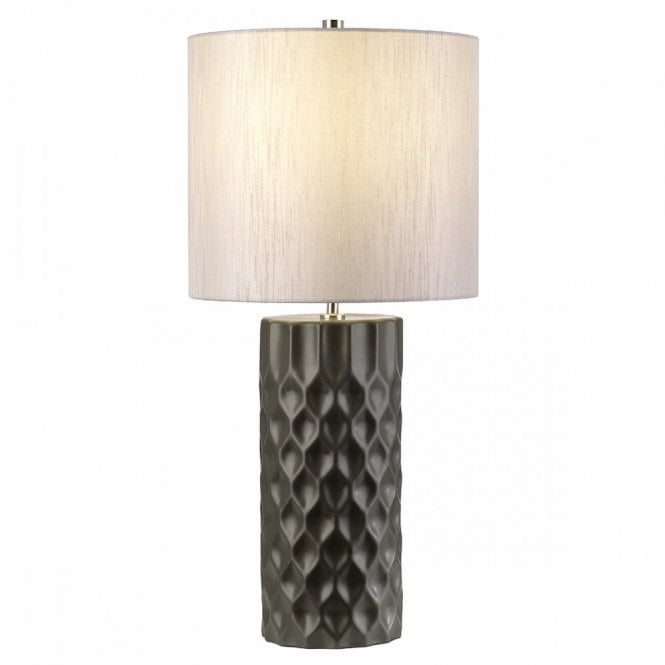 BARBICAN sculpted graphite ceramic table lamp with silver shade