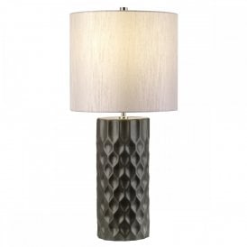 BARBICAN sculpted graphite ceramic table lamp with silver shade
