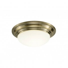 BARCLAY IP44 antique brass bathroom ceiling light