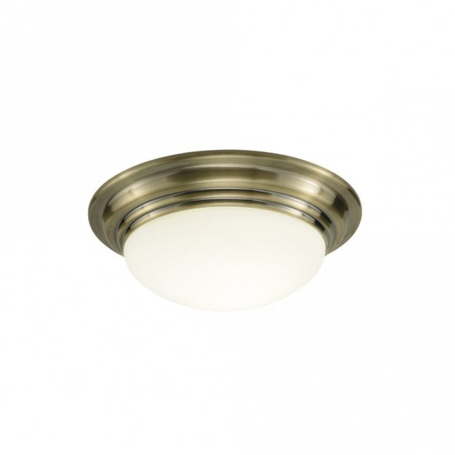 BARCLAY small antique brass flush bathroom ceiling light