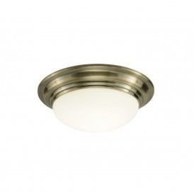 BARCLAY small antique brass flush bathroom ceiling light