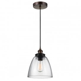 BASKIN glass ceiling pendant light on aged brass and zinc fitting