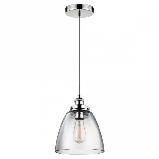 BASKIN glass ceiling pendant light on polished nickel fitting