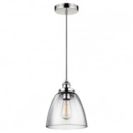BASKIN glass ceiling pendant light on polished nickel fitting