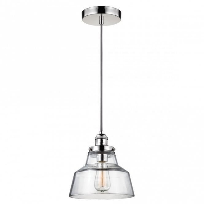 BASKIN stepped glass ceiling pendant light on polished nickel fitting