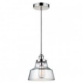 BASKIN stepped glass ceiling pendant light on polished nickel fitting