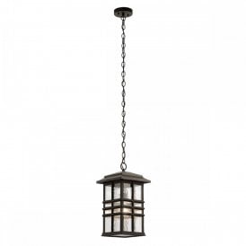 BEACON SQUARE traditional bronze hanging porch lantern for seaside locations