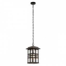 BEACON SQUARE traditional bronze hanging porch lantern for seaside locations