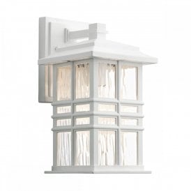 BEACON SQUARE traditional white outdoor wall lantern for seaside locations - small