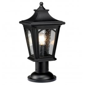 BEDFORD traditional black garden gate post lantern for extreme weather conditions