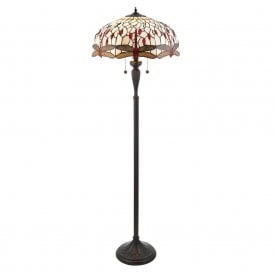 BEIGE DRAGONFLY floor lamp with Tiffany glass shade