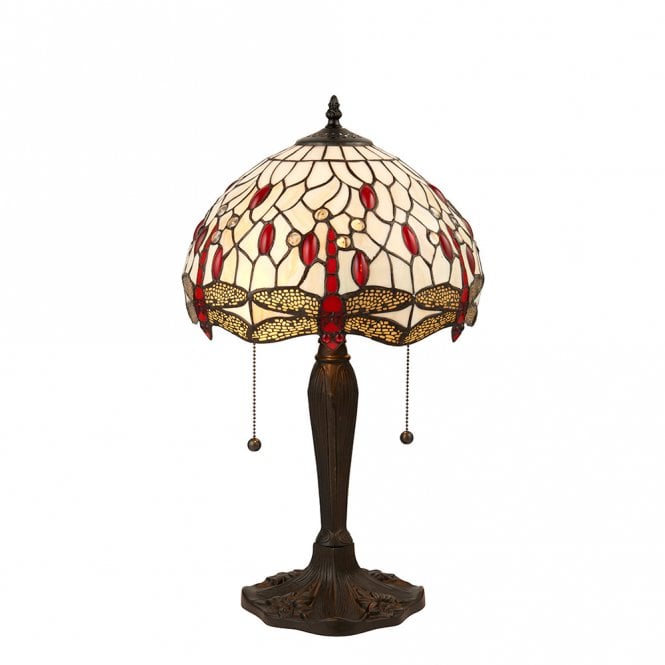 BEIGE DRAGONFLY Tiffany stained glass table lamp