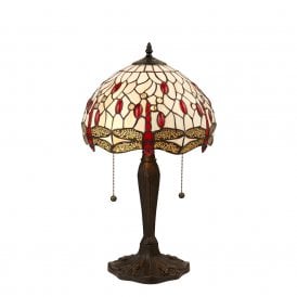 BEIGE DRAGONFLY Tiffany stained glass table lamp