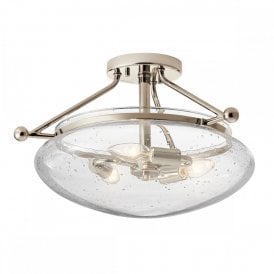 BELLE 3 Light Semi-Flush Mount | Polished Nickel Finish |