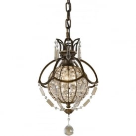 BELLINI mini chandelier style bronze and crystal pendant light