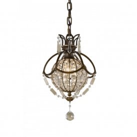 BELLINI mini chandelier style bronze and crystal pendant light