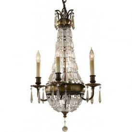 BELLINI period style chandelier in bronze with antique crystal